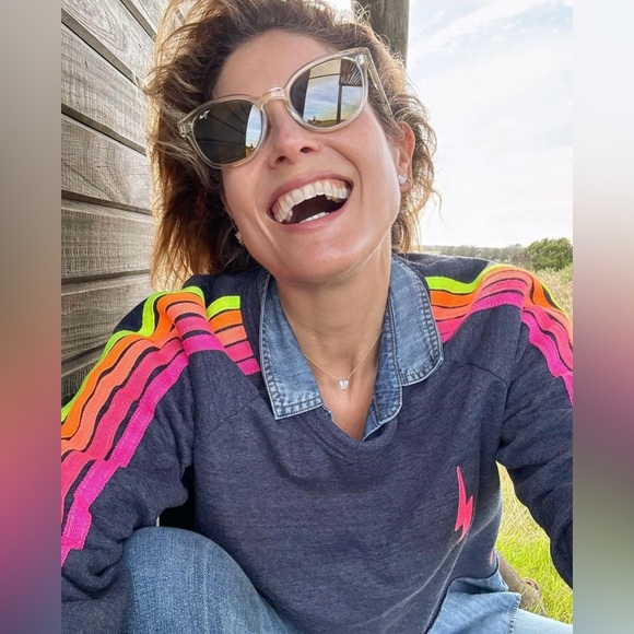 Aviator Nation Bolt Embroidery Classic Cropped Crew Sweatshirt - Picture 9 of 17